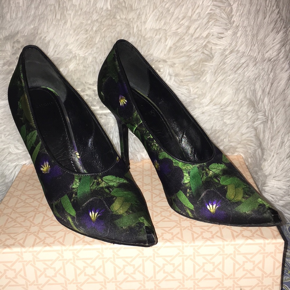 Givenchy Floral Satin Heels - Pre-Loved